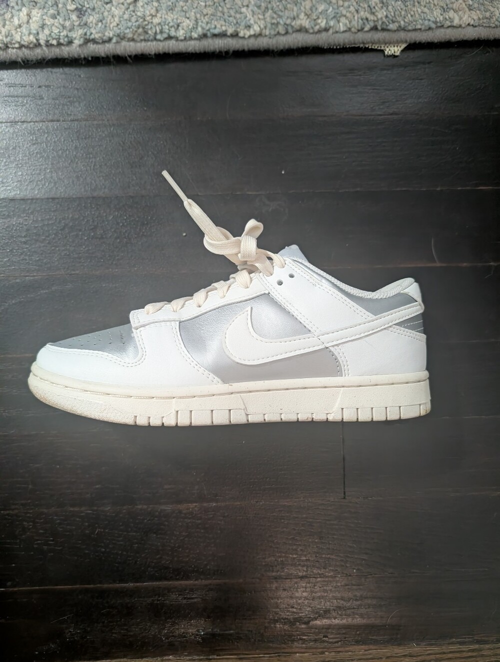 Nike Women’s White and Light Silver Low-Top Sneakers